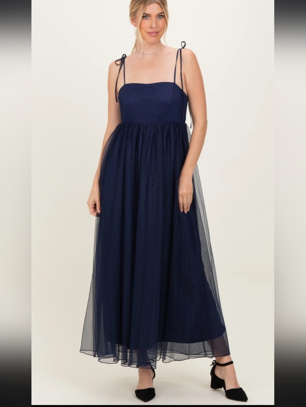 Listicle Navy Blue Tie-Strap Maxi Dress